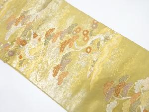 本漆箔　流水に松竹梅・菊模様織り出し　袋帯